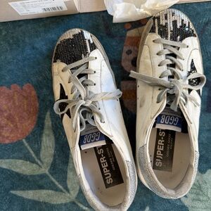 Golden Goose White and Black Sneakers